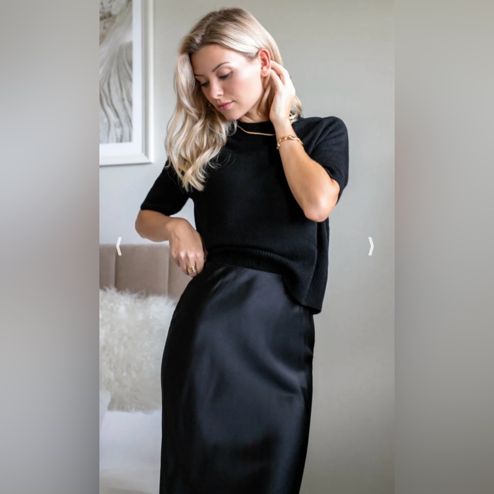 NWOT! Ravella | Alessa 100% Silk Skirt | Caviar Black | M - Picture 3 of 8